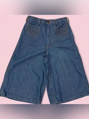 Vintage The Jean Machine High Rise Denim Culottes Wide Leg Boho Sz 28